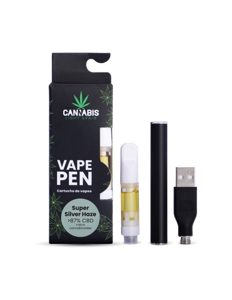 CBD Vape Pen + Cartucho CBD Super Silver Haze 85% Cannabinoides
